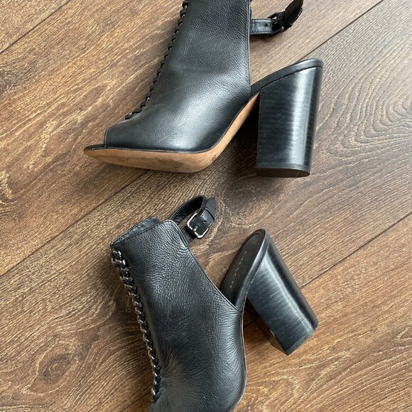 COACH Sandford Black Open Toe Booties Size 8 - Picture 3 of 6
